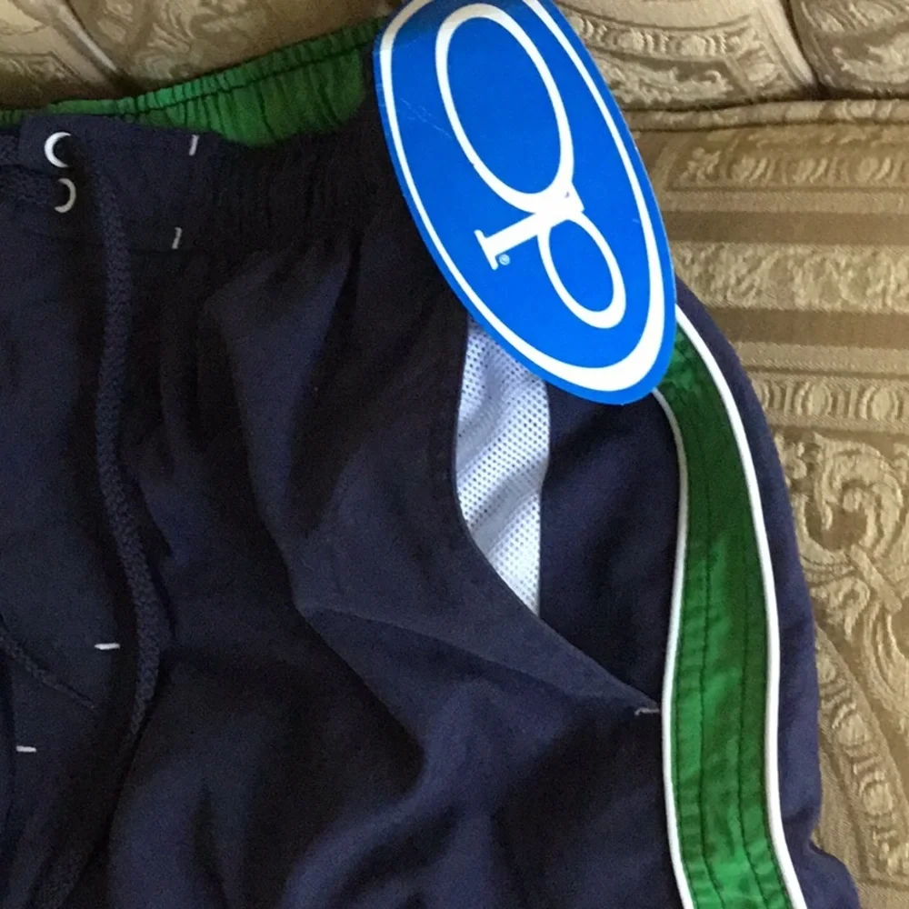 NWT Ocean Pacific OP Men’s Swim Trunks Board Shorts Navy Green Surf cargo pocket